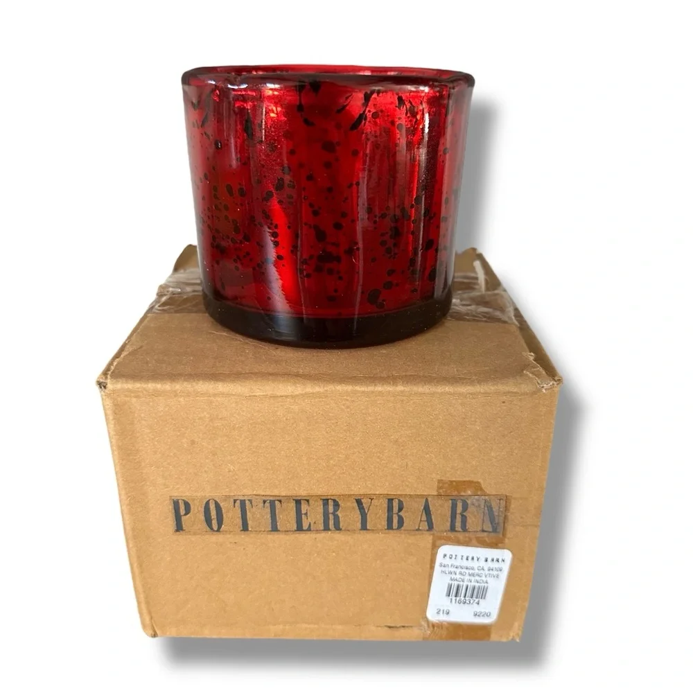 NEW Pottery Barn Eclectic Mercury Glass Votive Holder Red
